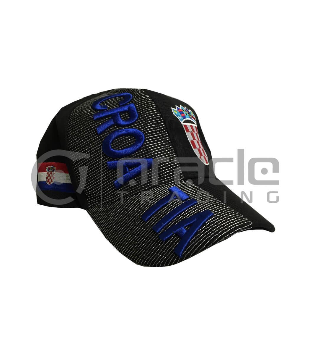 3D Croatia Hat - Black