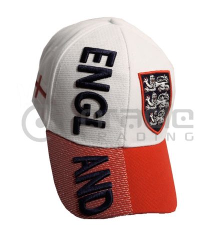 3D England Hat - White/Red