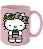 Hello Kitty Mug - Flowers (Wax Resistant Pottery)