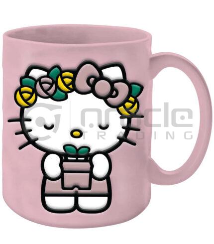 Hello Kitty Mug - Flowers (Wax Resistant Pottery)