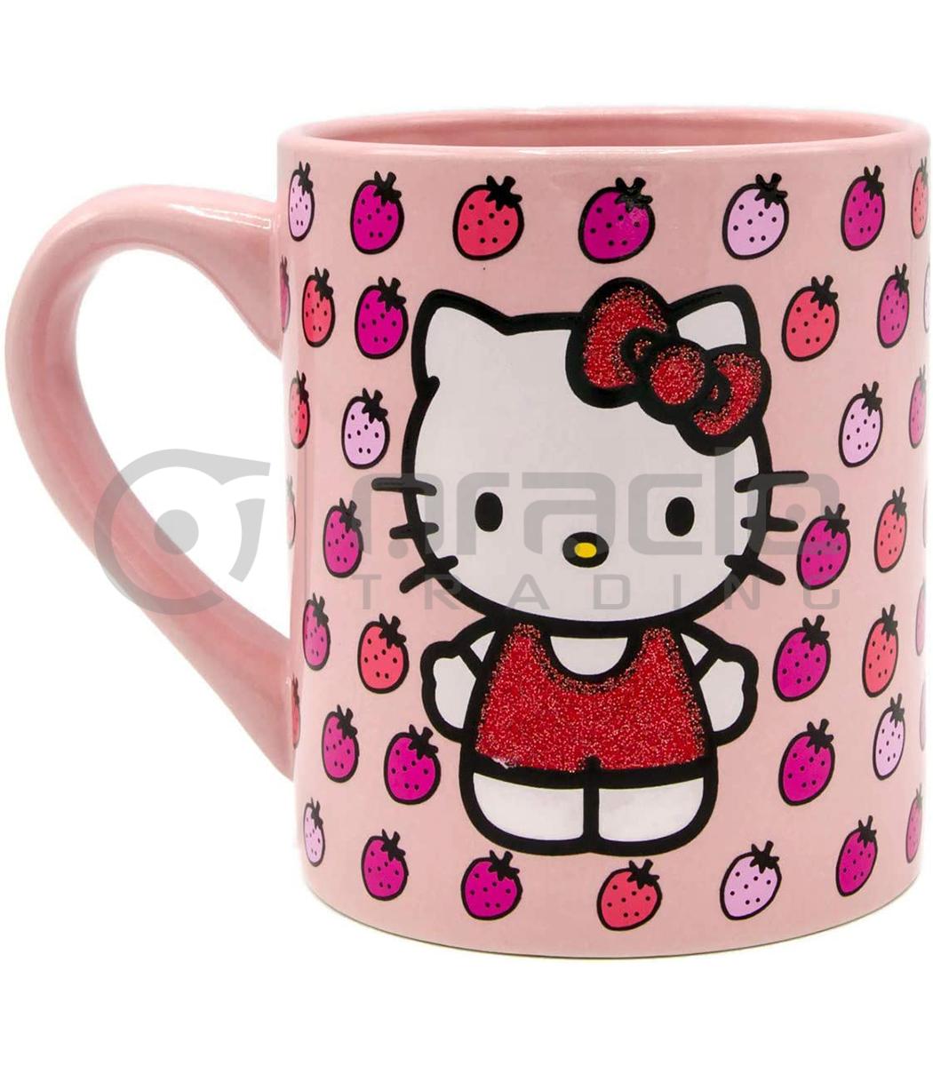 coffee mug hello kitty strawberries glitter mug649 c