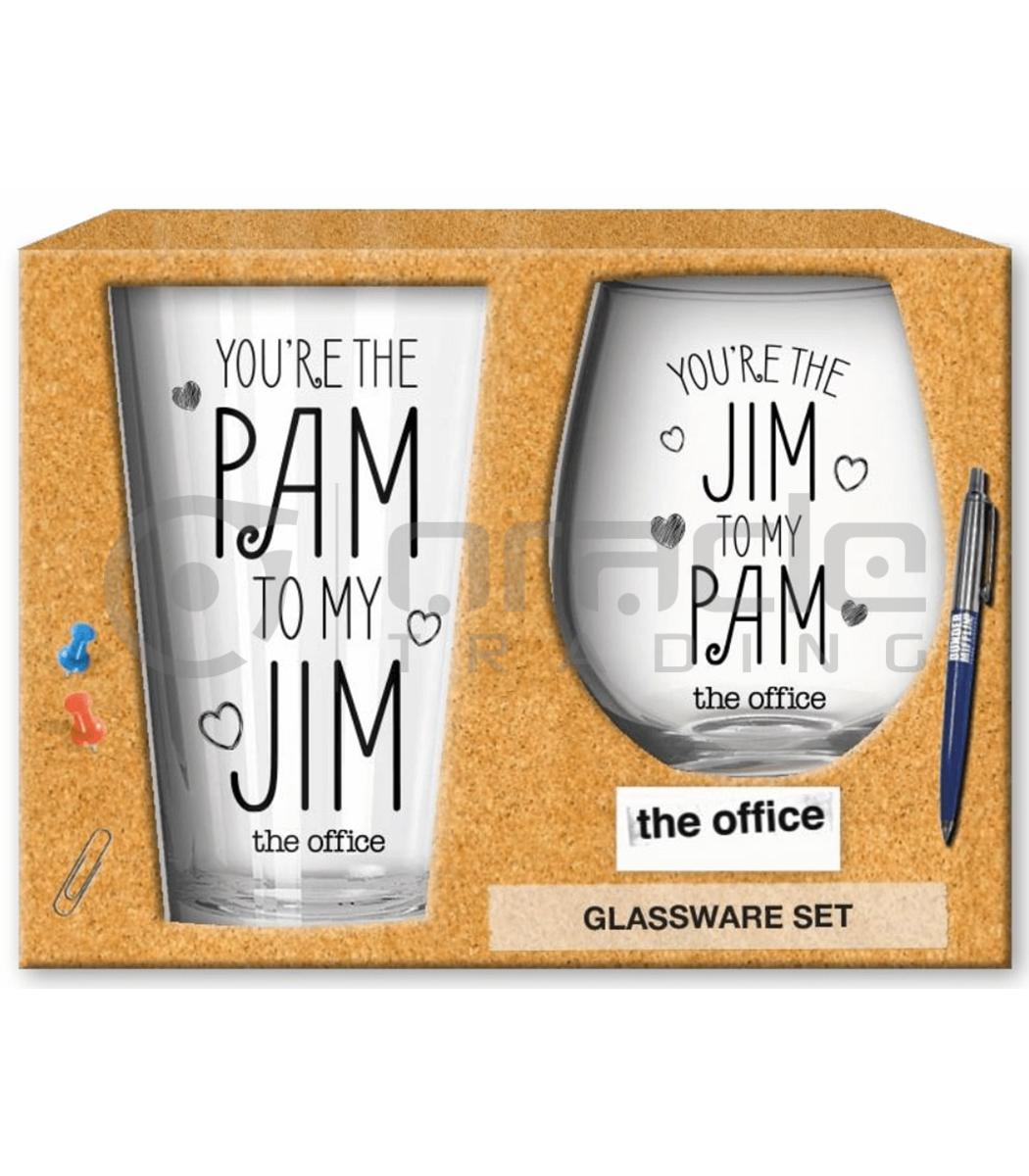 The Office Gift Set - Pam & Jim (Pint & Wine Glasses)