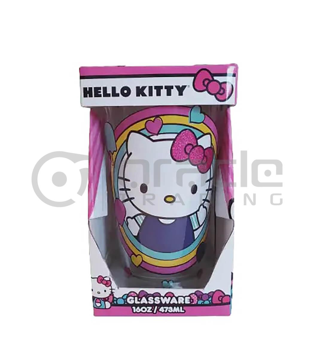 Hello Kitty Large Glass - Peeking (Glitter)
