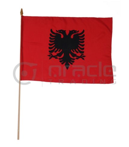 Albania Large Stick Flag - 12"x18" - 12-Pack