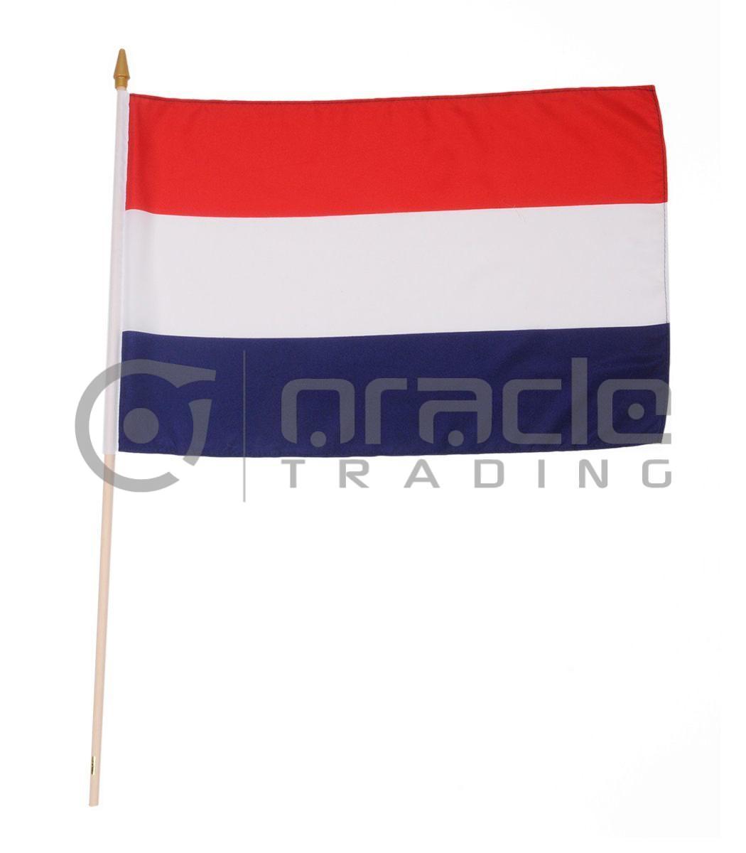 Netherlands Plain Large Stick Flag - 12"x18" - 12-Pack (Holland)