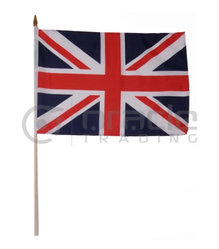 UK Large Stick Flag - 12"x18" - 12-Pack (AIR SHIPMENT)