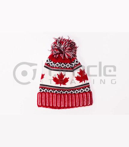 Canada Pom Beanie - Red Leaves