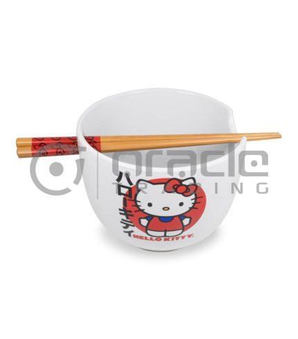 Hello Kitty Ramen Bowl & Chopsticks - Japanese Logo