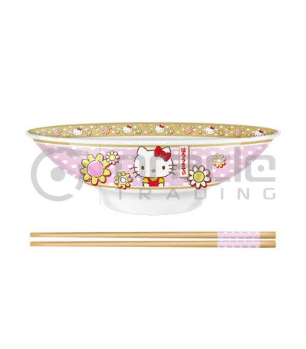 Hello Kitty Ramen Bowl & Chopsticks - Pink & Gold (JUMBO)