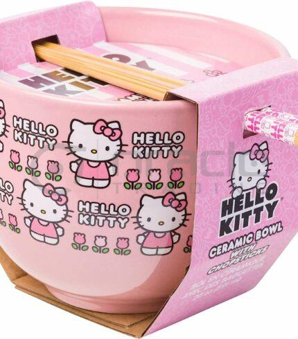 Hello Kitty Ramen Bowl & Chopsticks - Pink Flowers