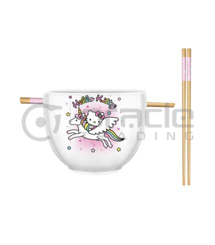 Hello Kitty Ramen Bowl & Chopsticks - Unicorn