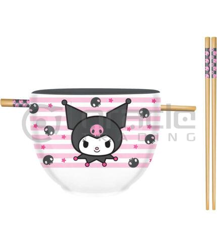 Kuromi Ramen Bowl & Chopsticks - Smiling (Sanrio)