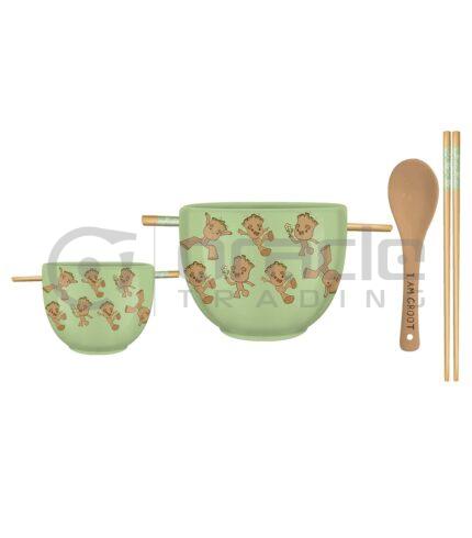 Baby Groot Ramen Bowl w' Chopsticks & Spoon
