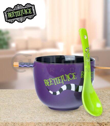 Beetlejuice Ramen Bowl w' Chopsticks & Spoon