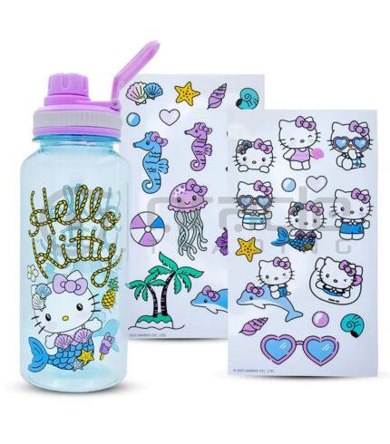 Hello Kitty Jumbo Water Bottle & Sticker Set - Mermaid