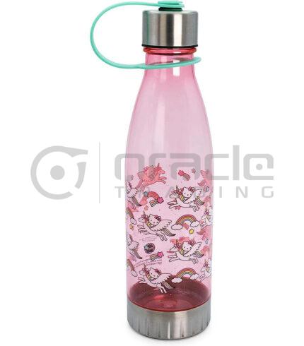 Hello Kitty Water Bottle - Unicorn Rainbows (With Strap)